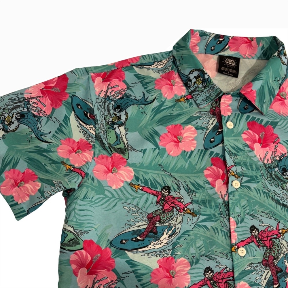 Batman Classic TV Hawaiian Shirt Men S Teal Pink Surfing Joker Tropical Floral